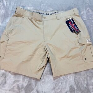 Bimini Bay Outfitters Mens Performance Gear Cargo Shorts Tan Size 44 Blood Guard